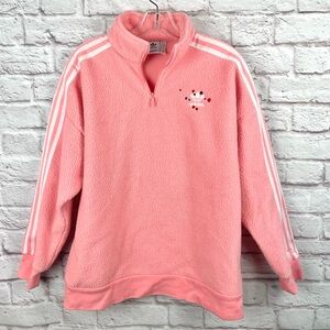 Adidas Pink Valentines Oversized Fuzzy Quarter Zip Size Small